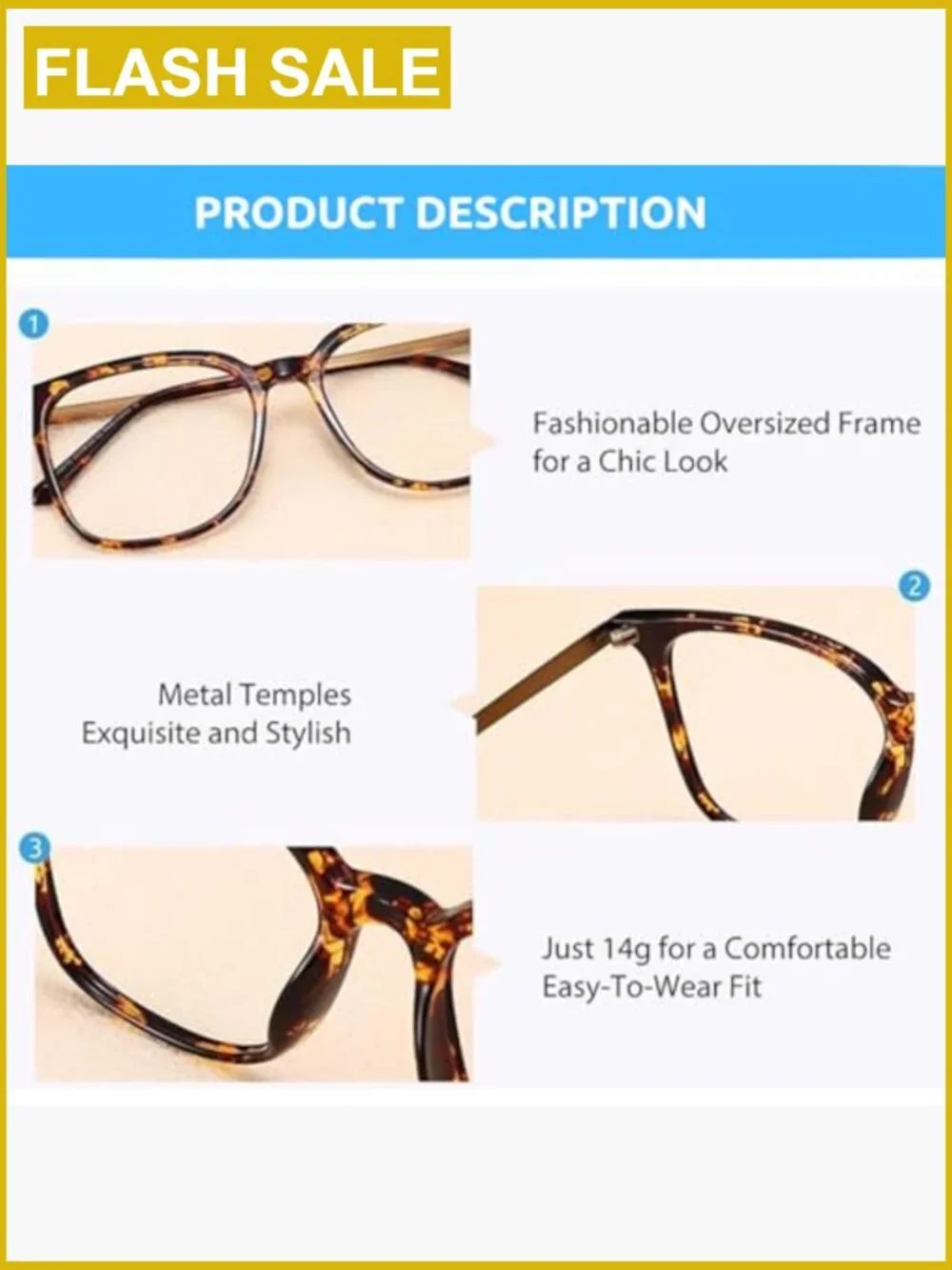 Oversized Square Blue Light Blocking Computer Glasses for Women Men